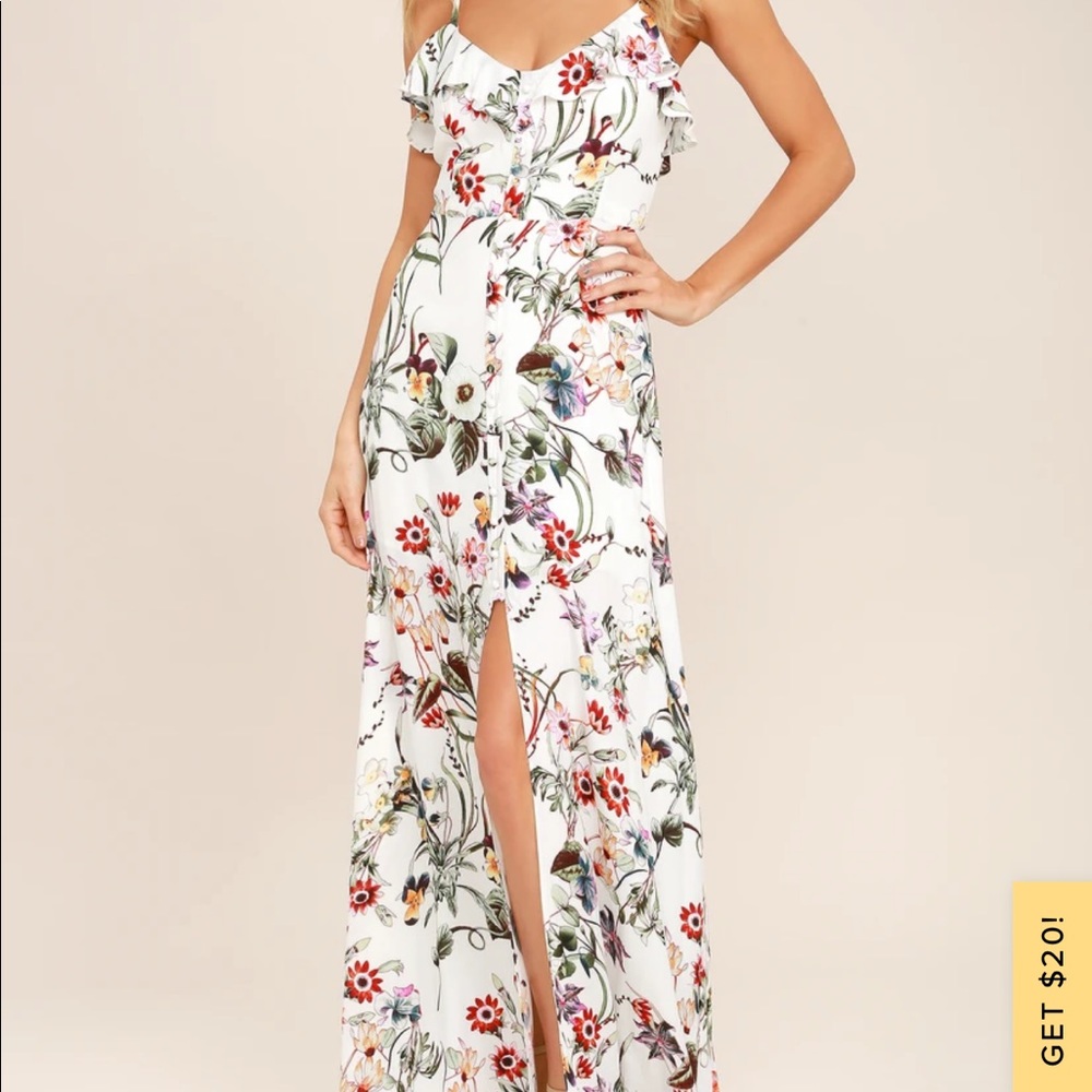 Bloom On Ivory Floral Print Maxi Dress